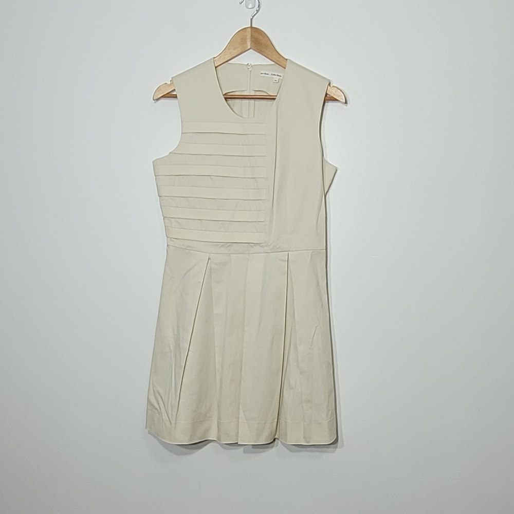 & Others Stories Ivory Cotton Pleated Bottom Pockets Business Zipper Back Sz 40 - Picture 2 of 13